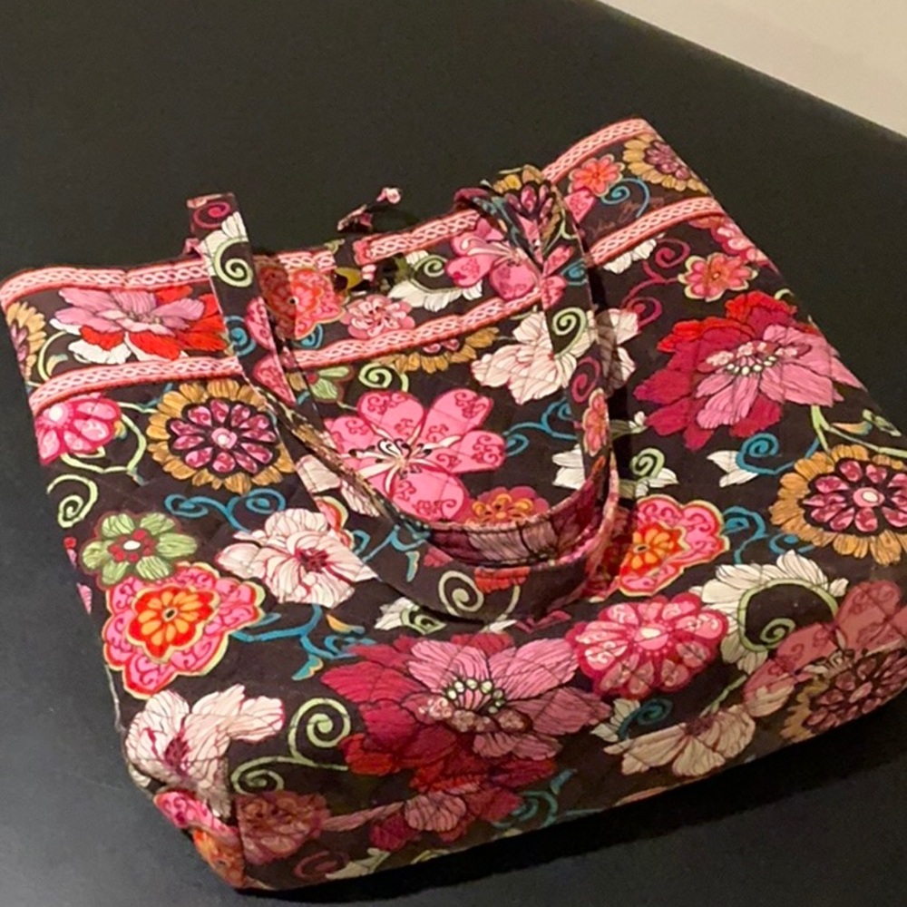 Vera Bradley Pink and Brown Floral Tote Bag - Picture 7 of 7